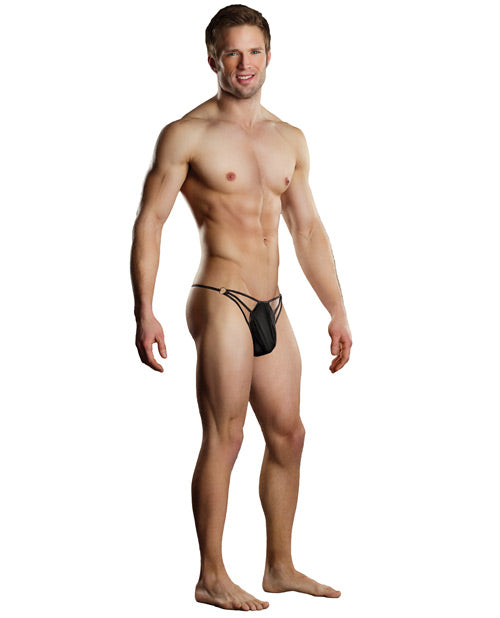 String G pour hommes avec sangles et anneaux Noir S/M