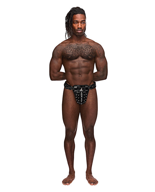 Tanga réglable en cuir Taurus, noir, taille unique