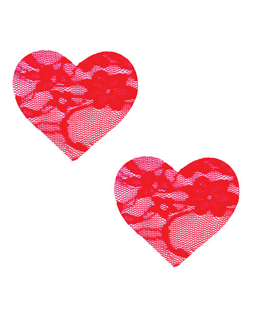 Neva Nude Red Lace Heart Pasties