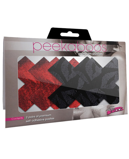 Red And Black Stolen Kisses X-Shaped Pasties 2-Pack
