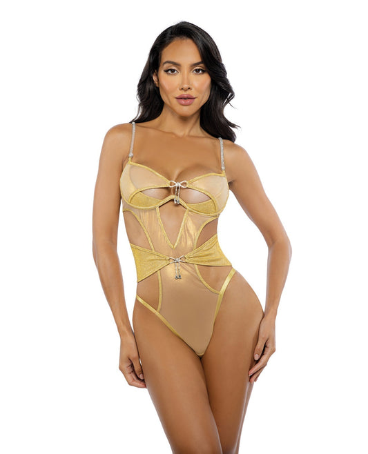 Teddy en résille chatoyante Gilded Beauty avec strass - Or XL