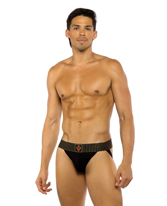 Jockstrap Sacré-Cœur avec pochette profilée et taille élastique cloutée - Noir TG