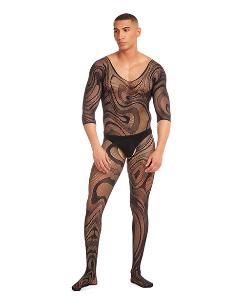Bas résille Rainbow Party Supernova avec string – 2 pièces - Noir S/M