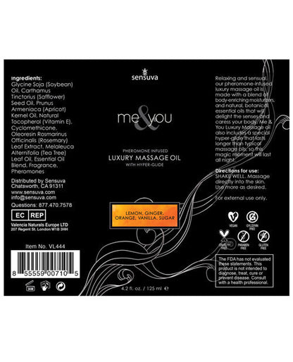 Sensuva Me & You Massage Oil - 4.2 oz Lust in Paradise