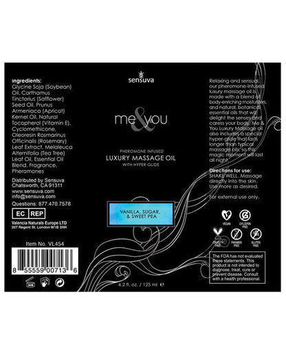 Sensuva Me & You Massage Oil - 4.2 oz Sweet Temptation
