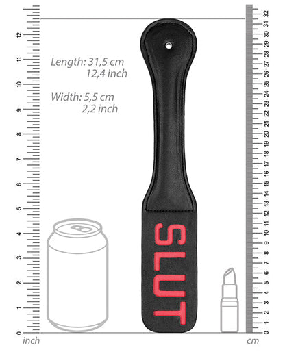 Shots Ouch Slut Imprint Faux Leather Paddle In Black