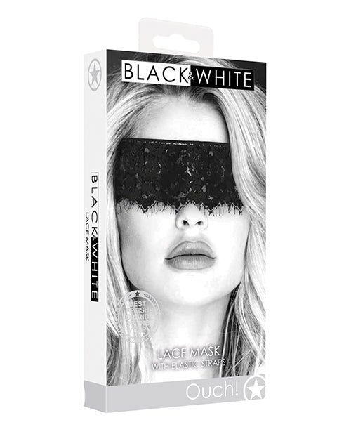 Shots Ouch Masque en dentelle noir et blanc avec élastiques - Noir