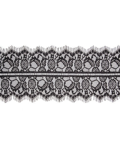 Shots Ouch Black & White Lace Mask w/Elastic Straps - Black