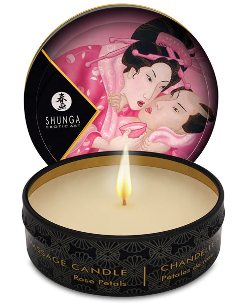 Bougie de massage Shunga Aphrodisia Mini Chandelle - 1 oz Roses
