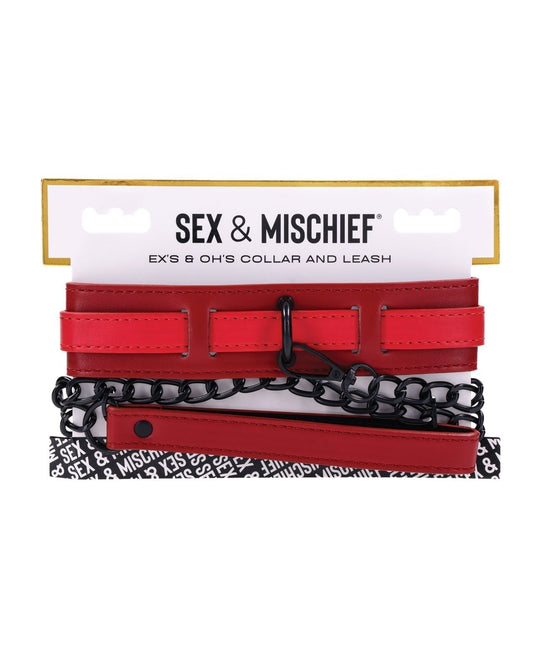 Sex & Mischief Ex's & Oh's Collier & Laisse - Rouge/Noir