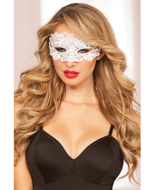 Masque pour les yeux en dentelle avec liens en ruban de satin Blanc Taille unique