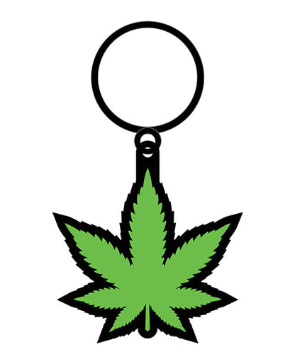 Wood Rocket Weed Pot Leaf Keychain - Green