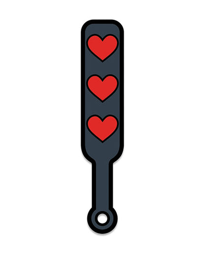 Wood Rocket Sex Toy Hearts Paddle Pin - Black/Red