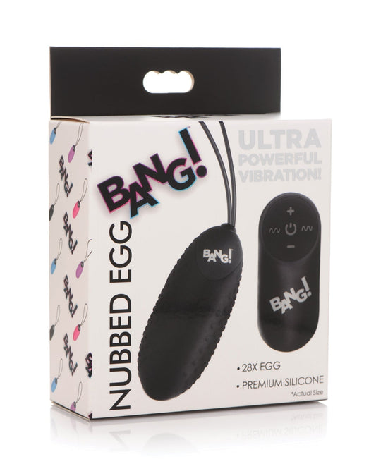 Bang! Œuf en silicone nervuré 28X avec télécommande - Noir