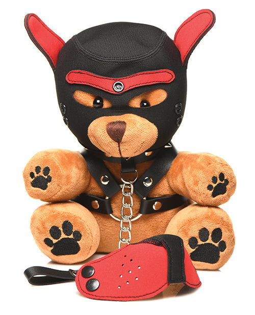 Master Series Kinky Pup Plush Bear With Neoprene Hood Muzzle Collar And Harness
