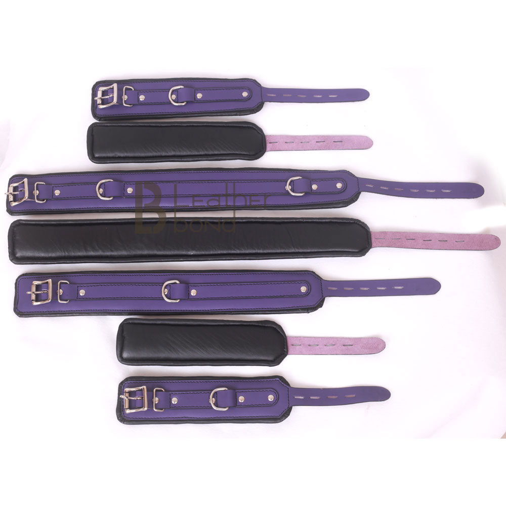 Premium Purple Cowhide Leather Bondage Set – 9-Piece Restraint Kit