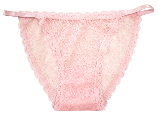 Black Nylon Lace Bikini Panty With Elastic Hip Bands And Cotton Liner