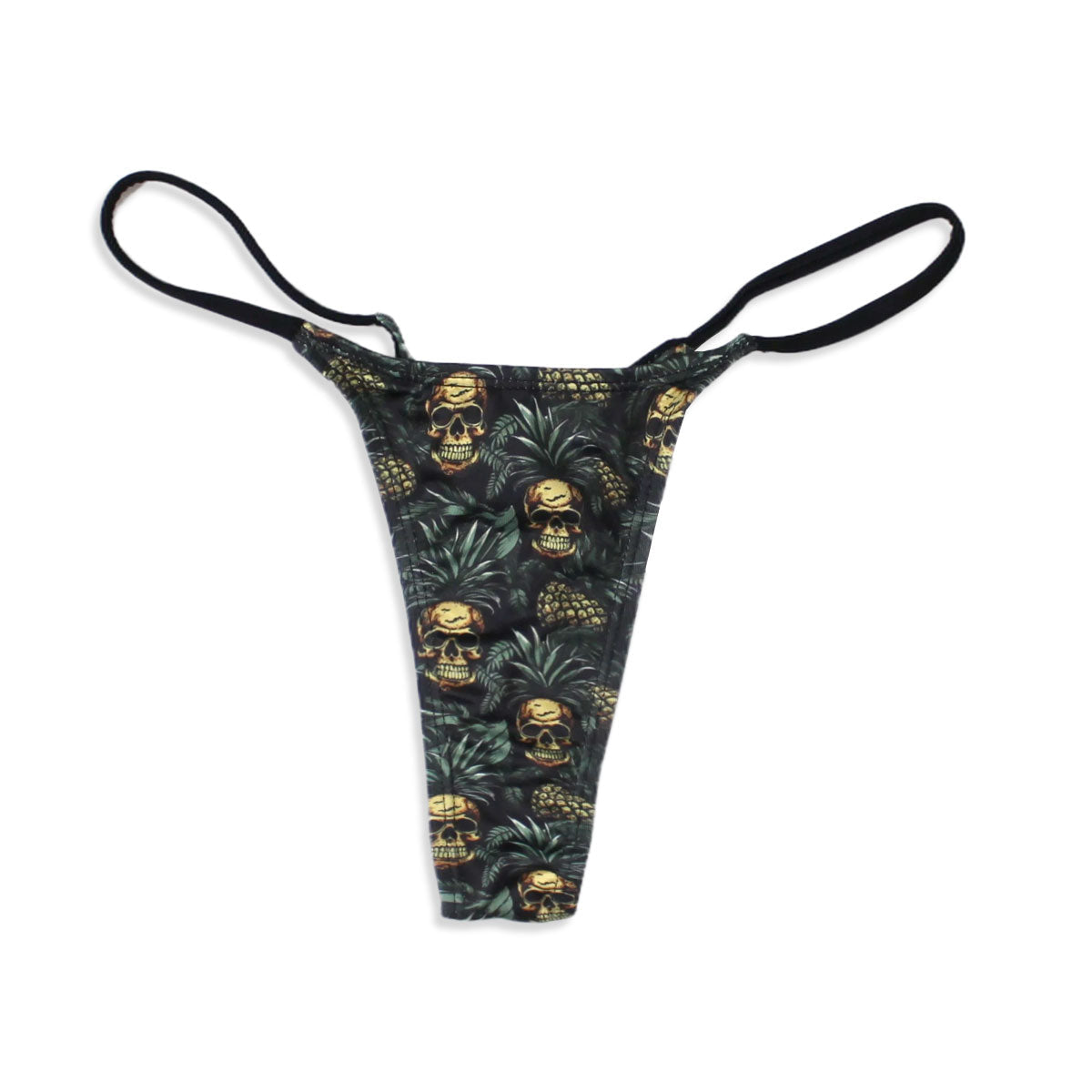 Pineapple Skull Polyester Thong In Tropical Print