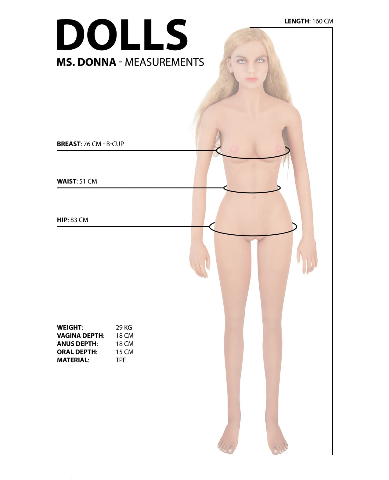 Shots Donna Love Doll — Full Size Standing Doll in Ivory