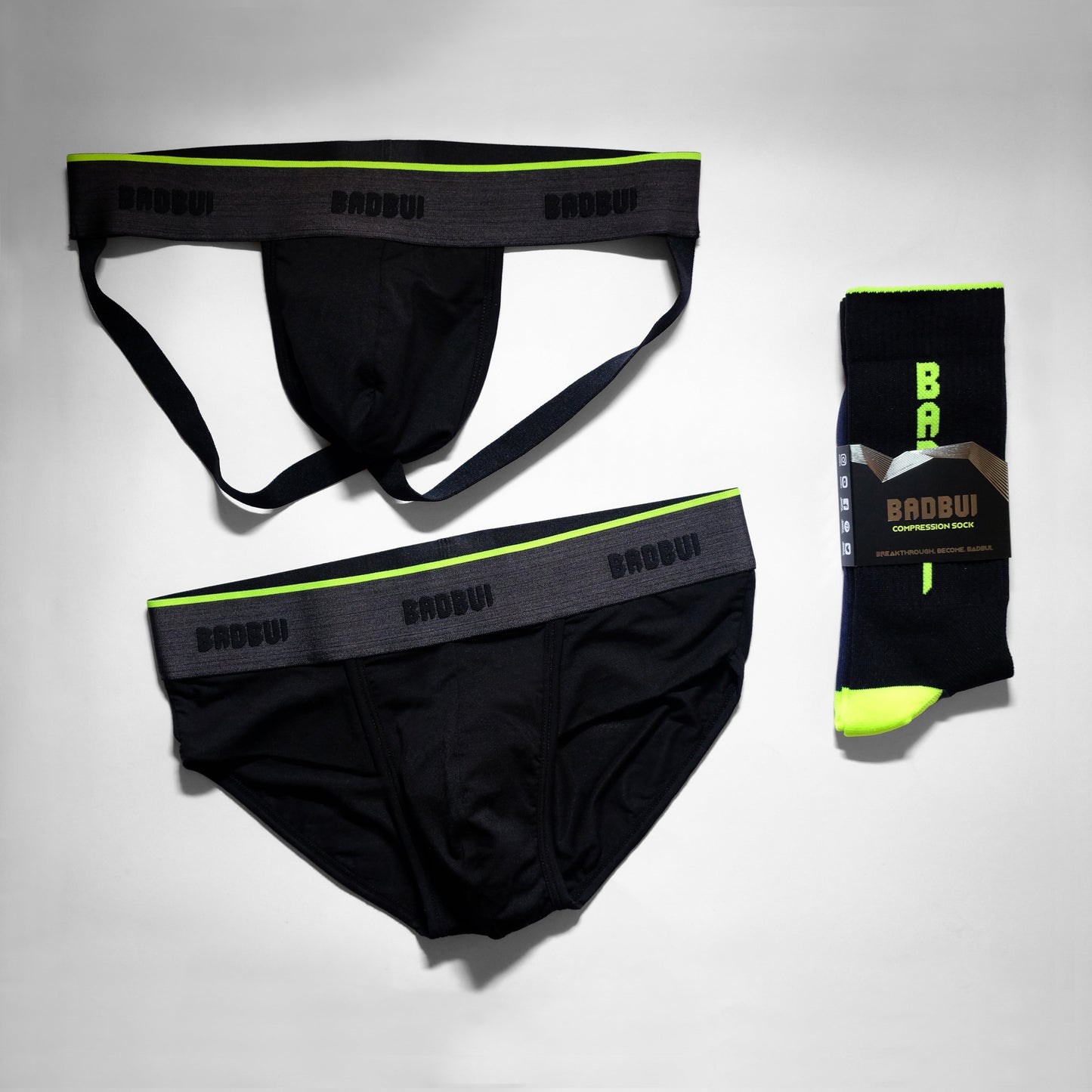 BADBUI Signature Starter Pack — Flex Brief, Jockstrap & Compression Sock
