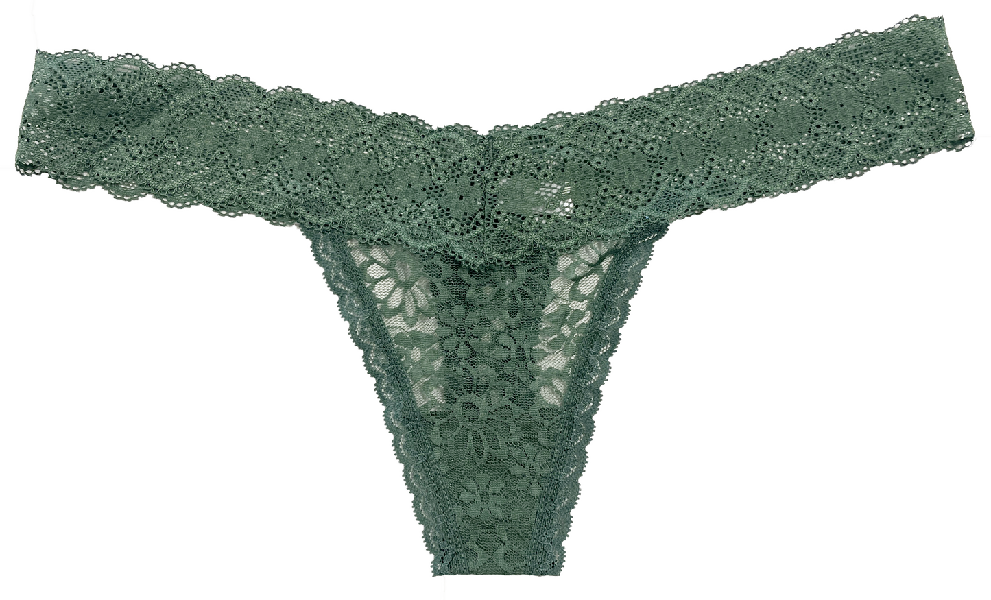 V-Front Floral Lace Thong With Cotton Gusset