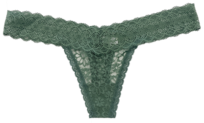 V-Front Floral Lace Thong With Cotton Gusset