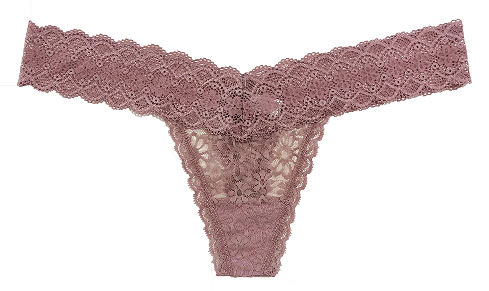 V-Front Floral Lace Thong With Cotton Gusset