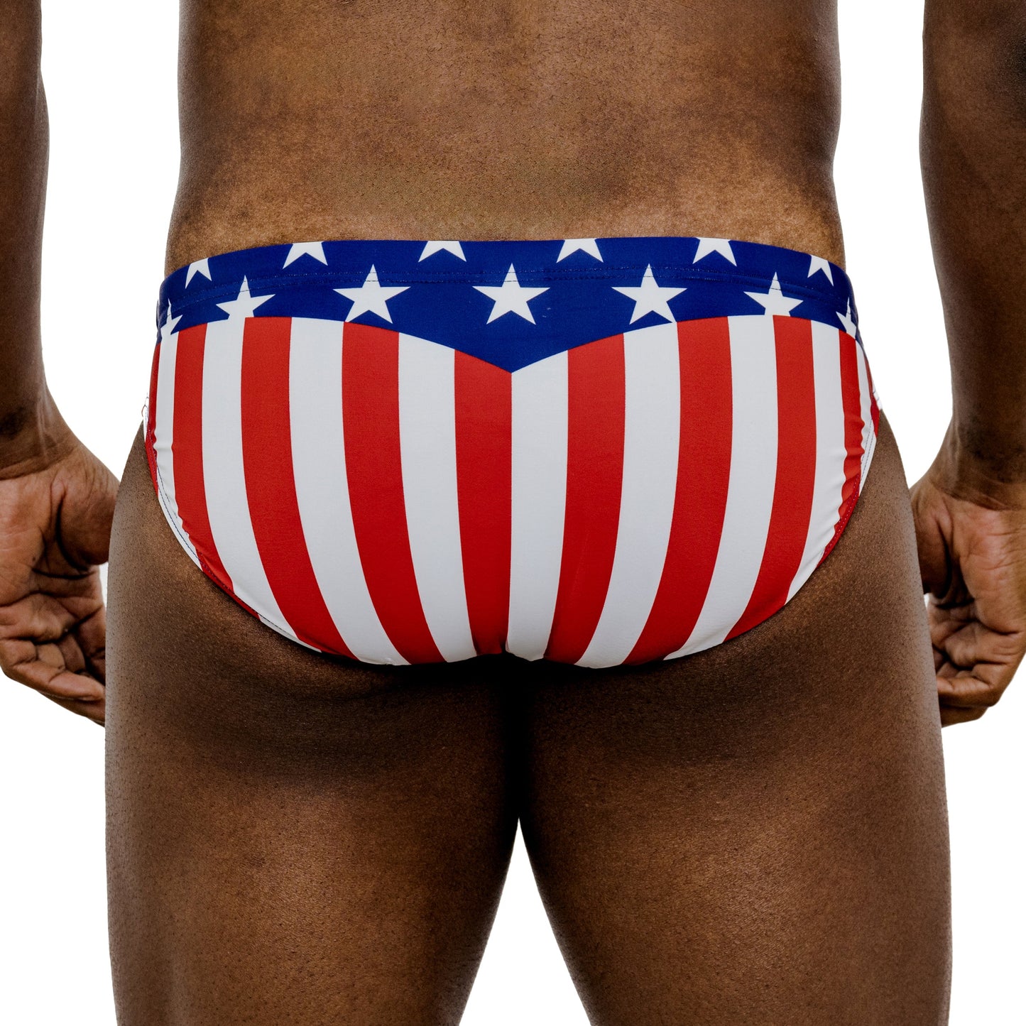 Patriotic Spandex Swim Brief With Americana Print And Low-Rise Cut