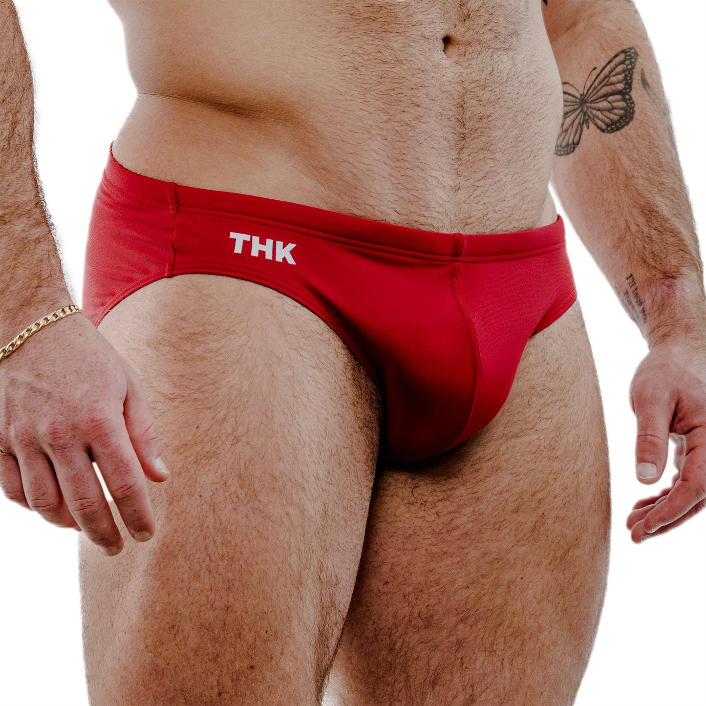 Maroon Spandex Swim Brief With Front Seam Shaping And Low-Rise Cut