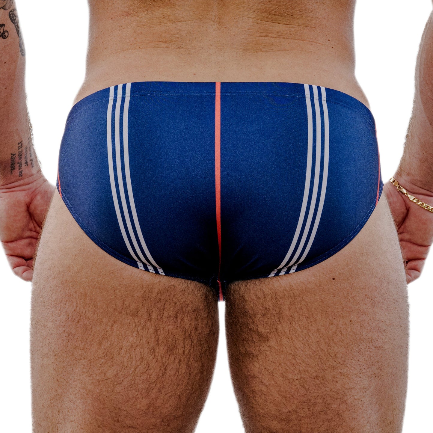 Multicolor Spandex Swim Brief With Graphic Pitcher Print And Low-Rise Cut