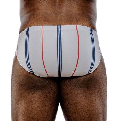 Multicolor Spandex Swim Brief With Graphic Catcher Print And Low-Rise Cut