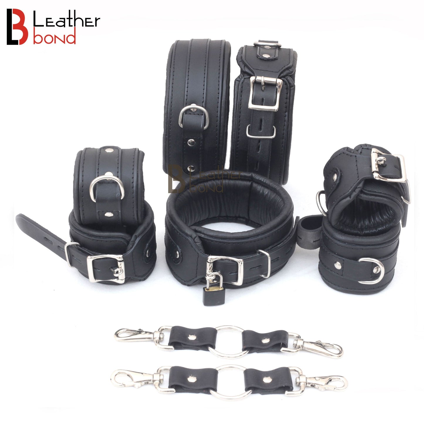 Puppy Play Animal Role Bondage Set Cowhide Leather Restraint 5 Pieces Set.