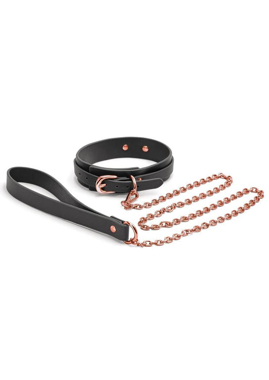 Bondage Couture PU Leather Collar And Leash In Black