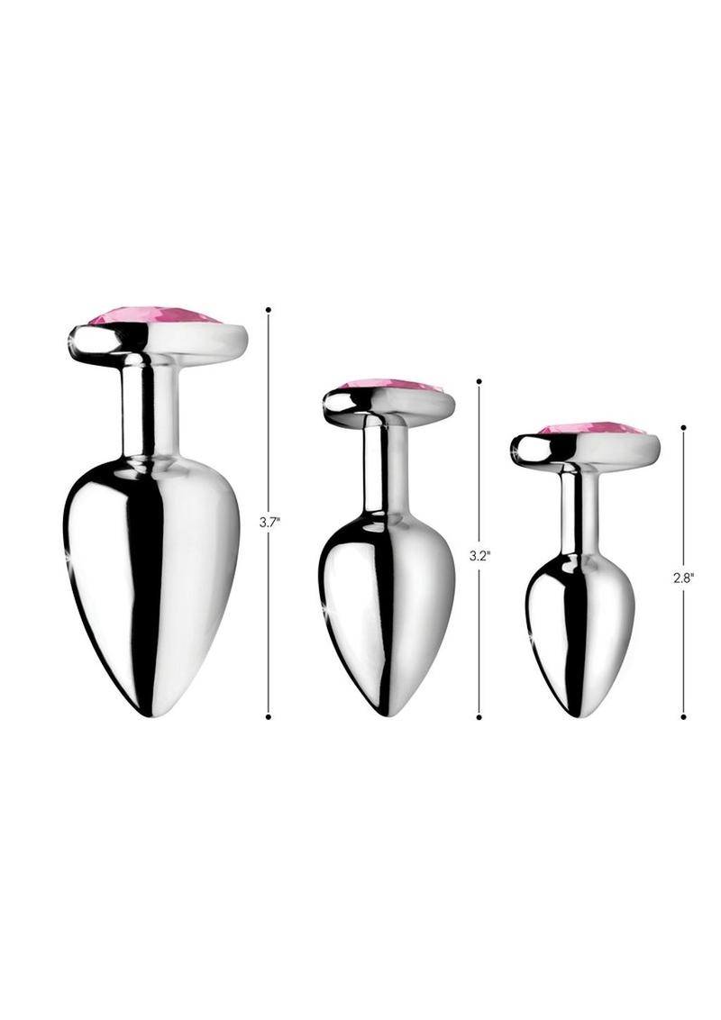 Heart Gem Aluminum Anal Plug Set In Pink — 3 Piece Training Kit