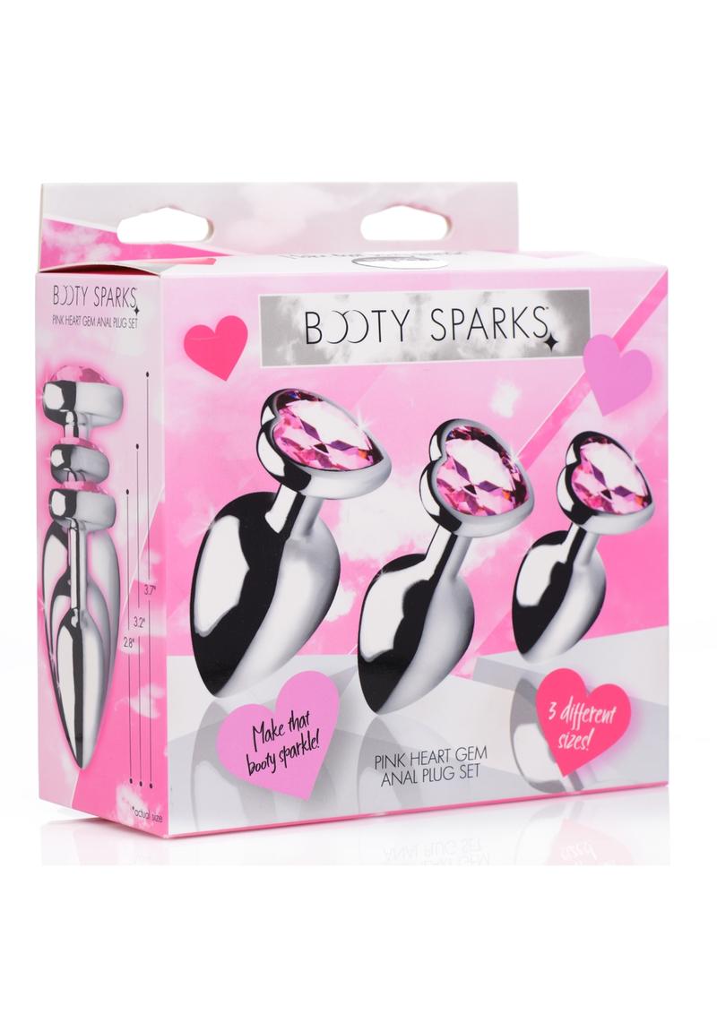 Heart Gem Aluminum Anal Plug Set In Pink — 3 Piece Training Kit