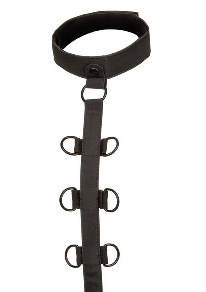 Boundless Vegan Leather Collar Body Restraint With Detachable Wrist Cuffs In Black