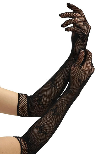 Black Butterfly Lace Opera Gloves By Baci