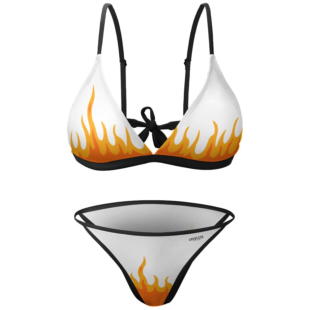 White Spandex Two Piece Bikini Set With Stretch Fit And Adjustable Cup Sizing