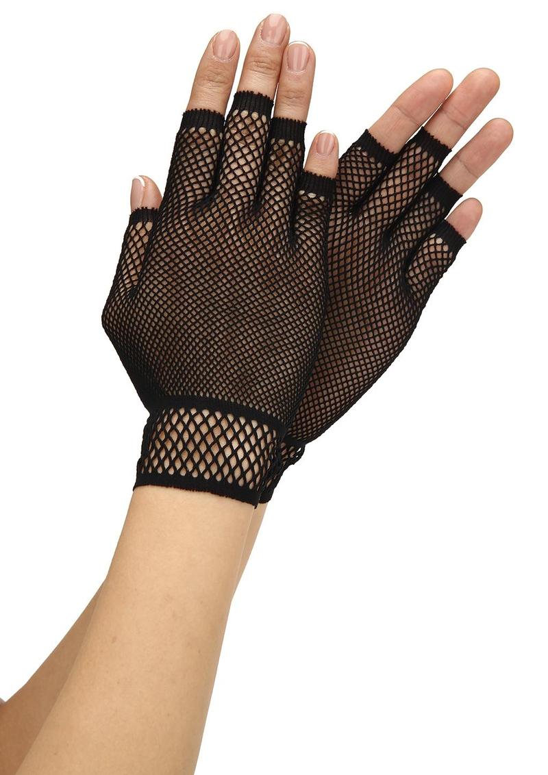 Black Fingerless Fishnet Gloves