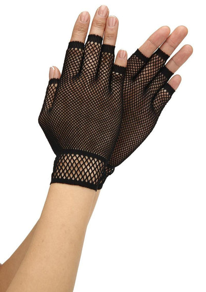 Black Fingerless Fishnet Gloves