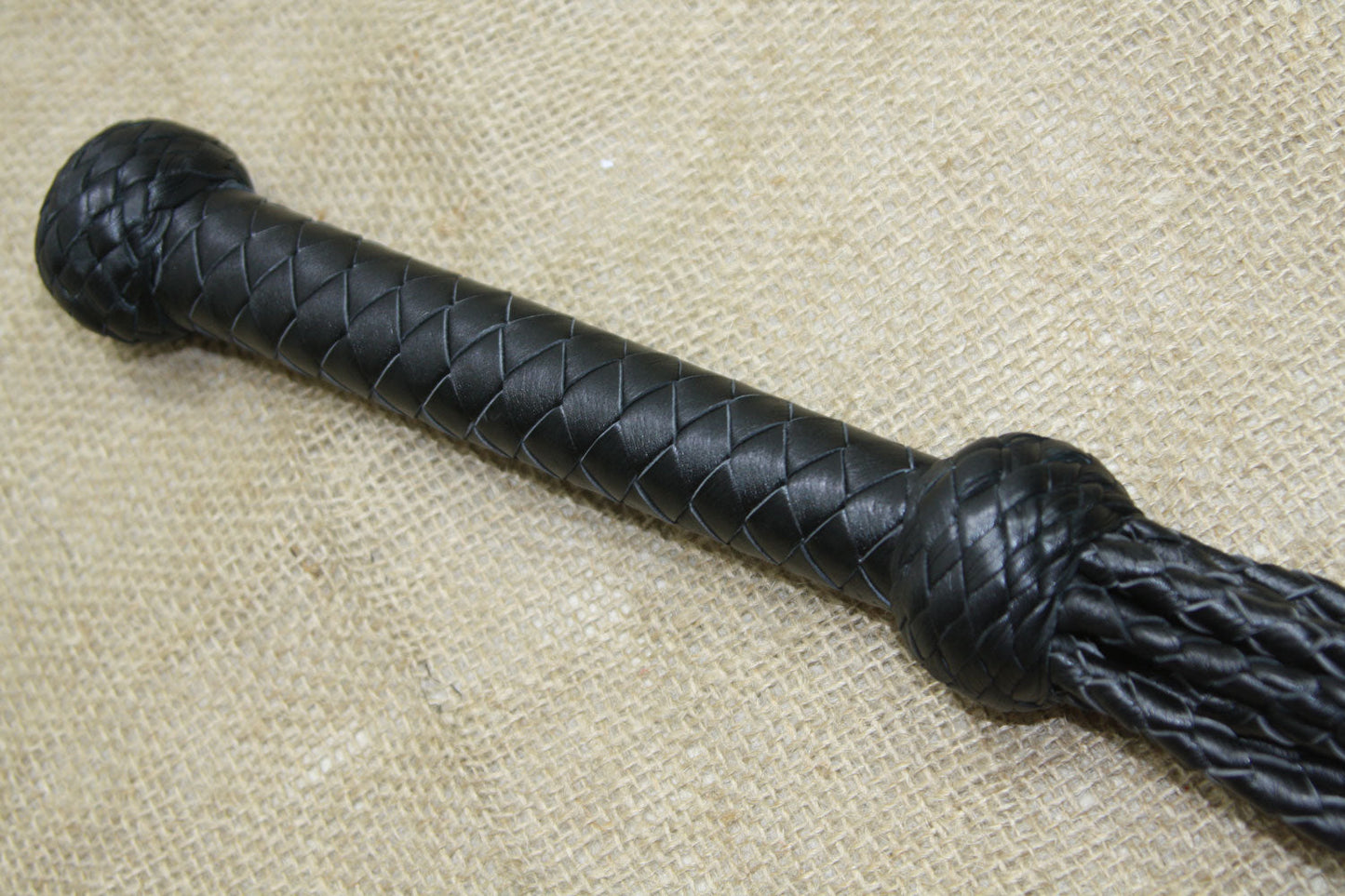 Handcrafted Cowhide Leather Rose Flogger With Steel Studs And Nine Braided Falls