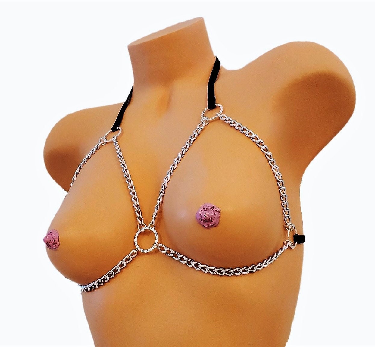 Cupless Chain Bra | Gold & Silver Fetish Lingerie Harness