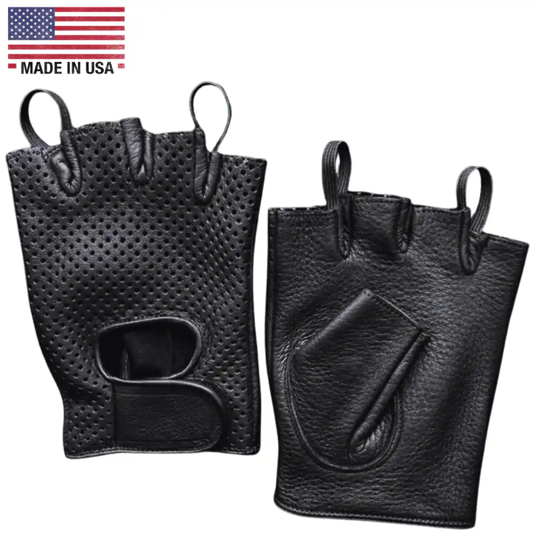 Legendary Deerskin Fingerless Motorcycle Gloves