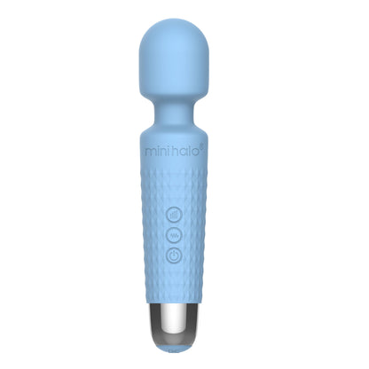 Mini Halo Wireless 20X Wand Vibrator In Powder Blue