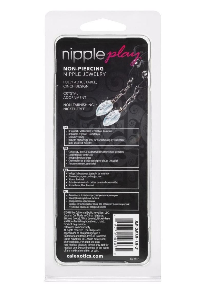 Crystal Teardrop Non-Piercing Nipple Jewelry - Adjustable Cinch
