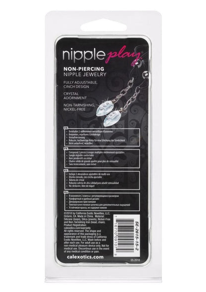 Crystal Teardrop Non-Piercing Nipple Jewelry - Adjustable Cinch