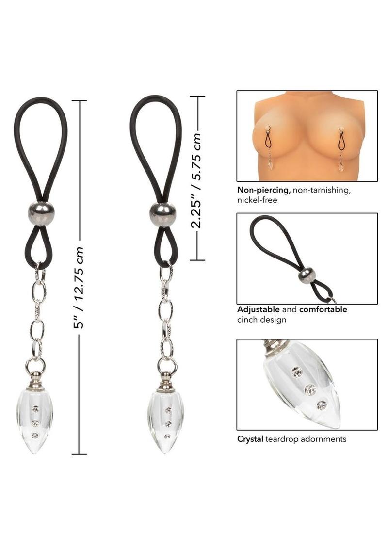 Crystal Teardrop Non-Piercing Nipple Jewelry - Adjustable Cinch