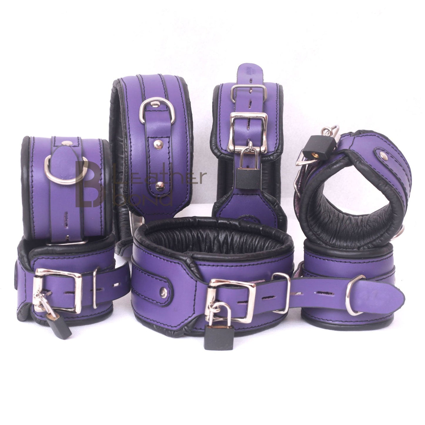 Premium Purple Cowhide Leather Bondage Set – 9-Piece Restraint Kit