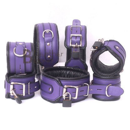 Premium Purple Cowhide Leather Bondage Set – 9-Piece Restraint Kit