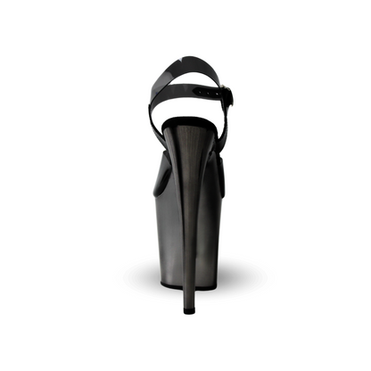 Chrome Black 8" Platform Heel | Semi-Transparent Straps